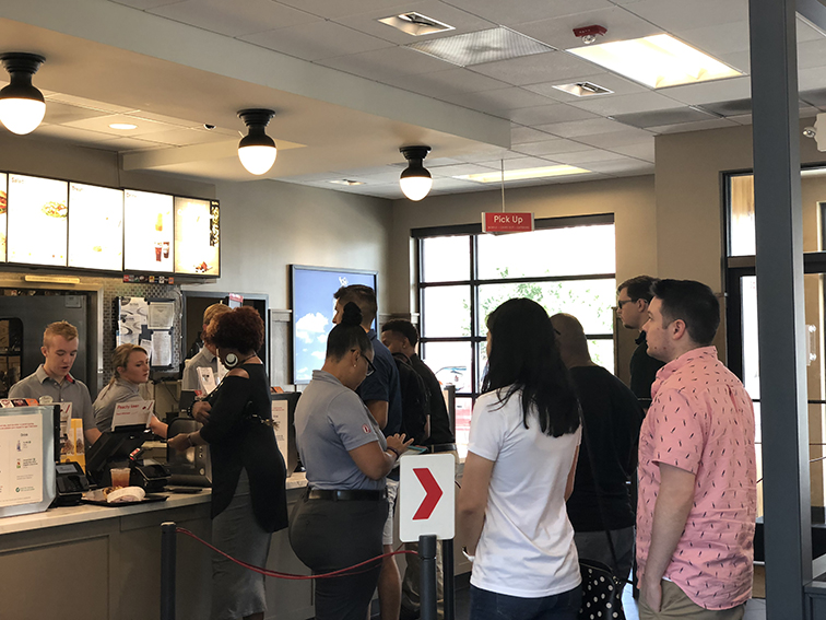 Line inside restaurant