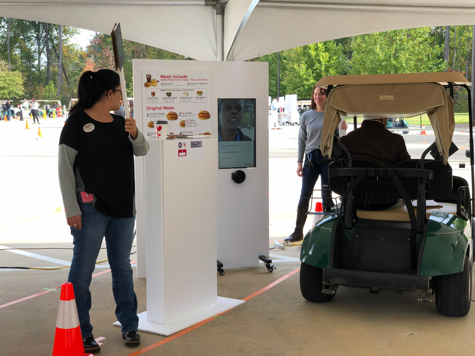 Guests using outside drive thru prototype to order