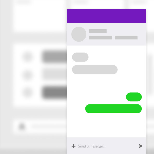 Chat window appearing over blurred dashboard